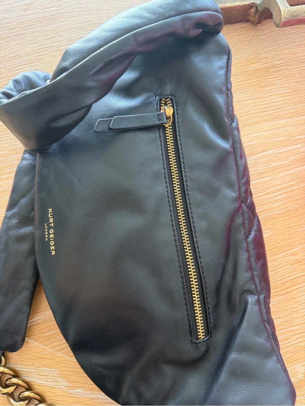 Kurt Geiger Black Quilted Leather Crossbody with Gold Hardware - Picture 3 of 5